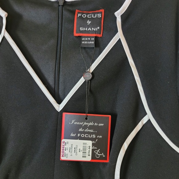 Focus Shani Ponte Dress Women's 16 Sheath black white Flutter Ruffle Short Mini. - Picture 9 of 16